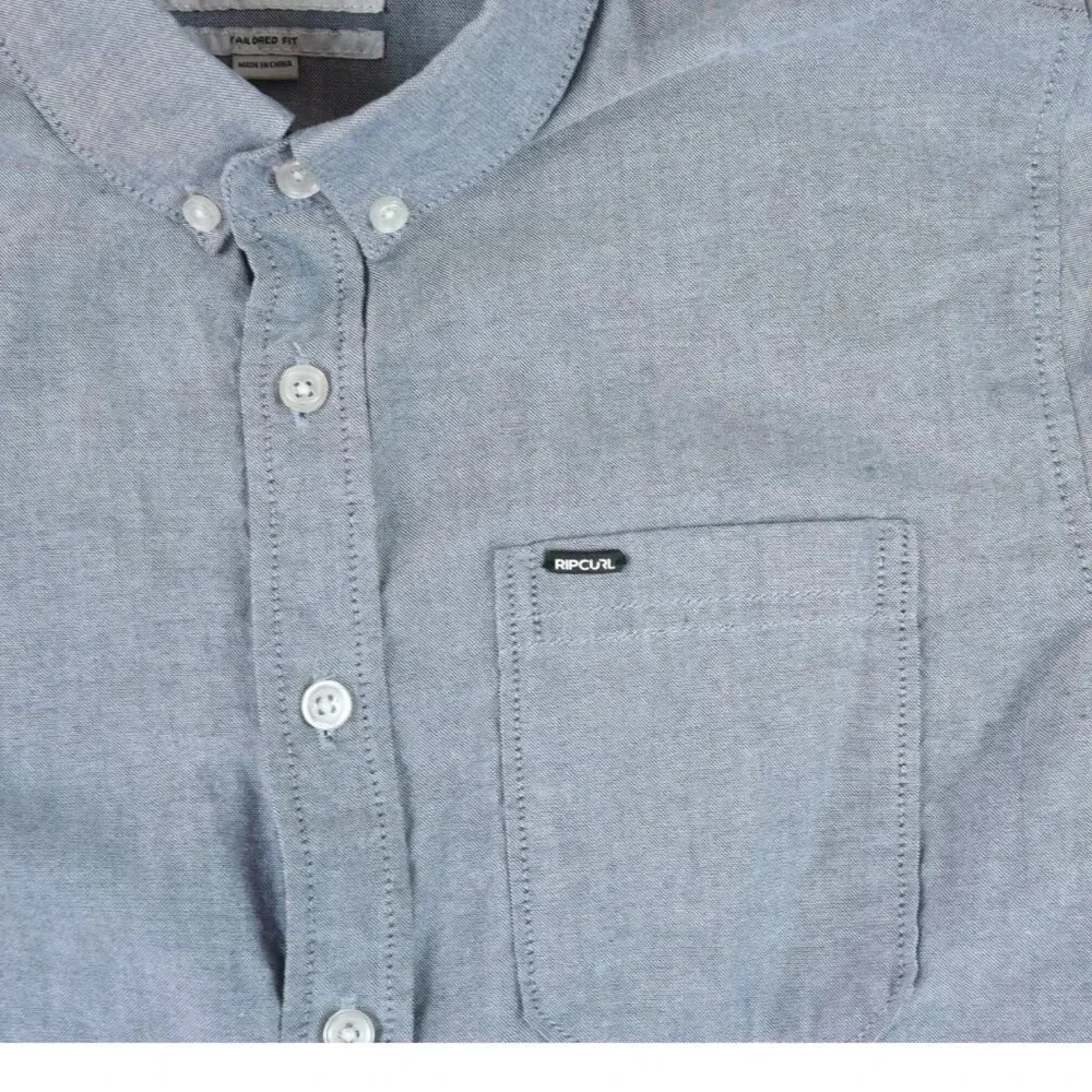 Ripcurl Men's Classic Blue Chambray Tailored Fit Slim Long Sleeve Button Shirt M
